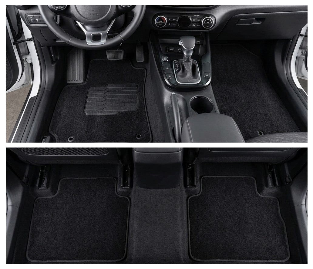 Carpet Floor Mats for 2020 to 2025 Kia Soul, Front and Rear, Black