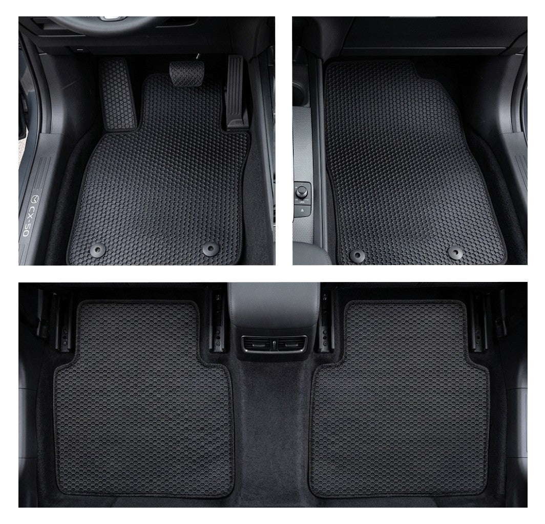 All Weather Honeycomb Floor Mats for 2023 to 2026 Mazda CX-50 (Not Hybrid), Front and Rear, Black