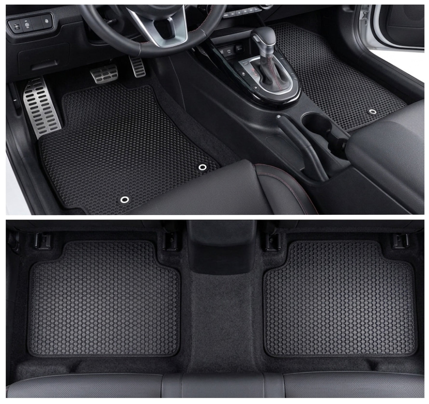 All Weather Honeycomb Floor Mats for 2019 to 2024 Kia Forte, Front and Rear