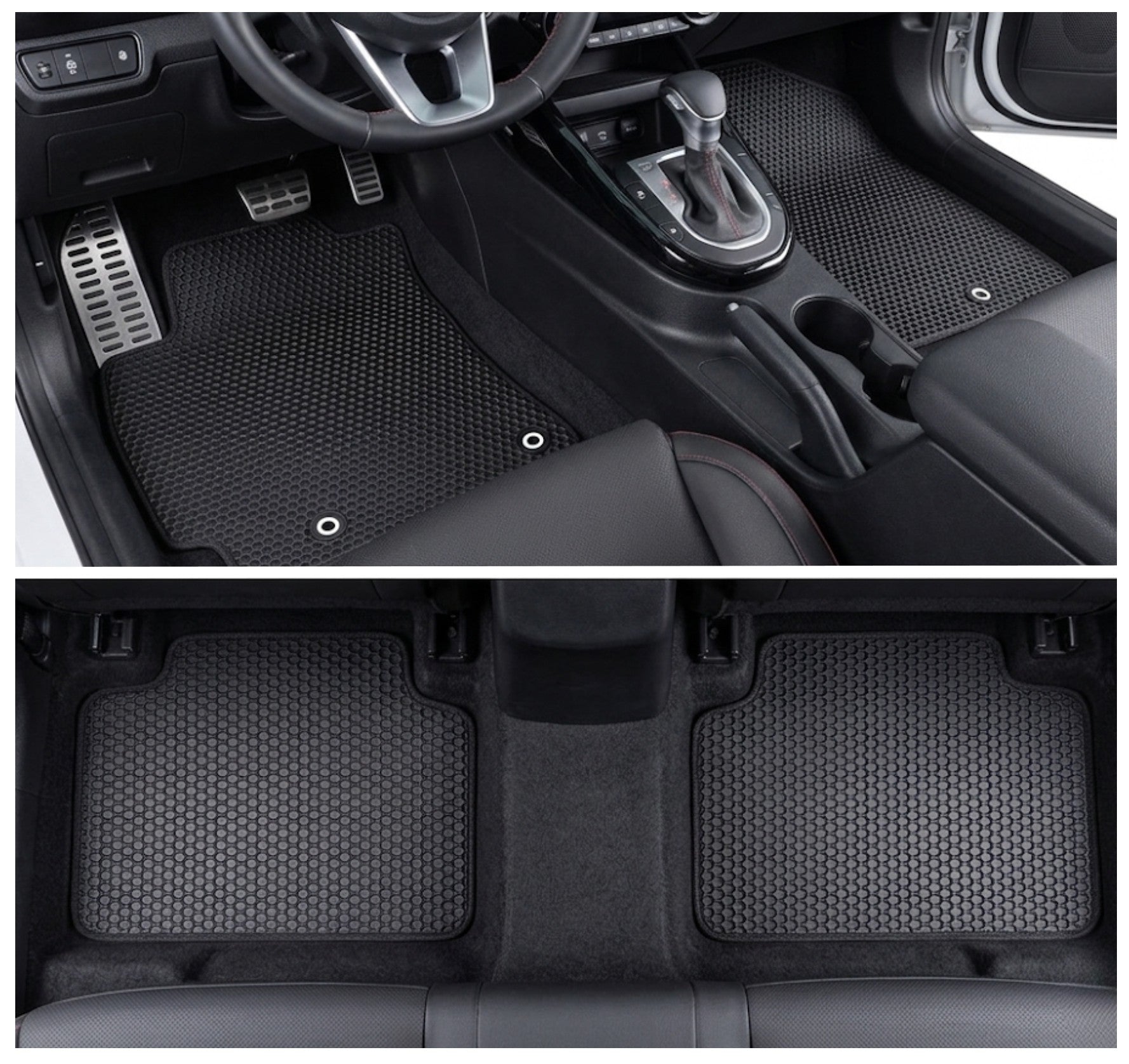 All Weather Honeycomb Floor Mats for 2019 to 2024 Kia Forte, Front and Rear