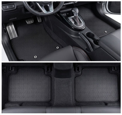All Weather Honeycomb Floor Mats for 2019 to 2024 Kia Forte, Front and Rear