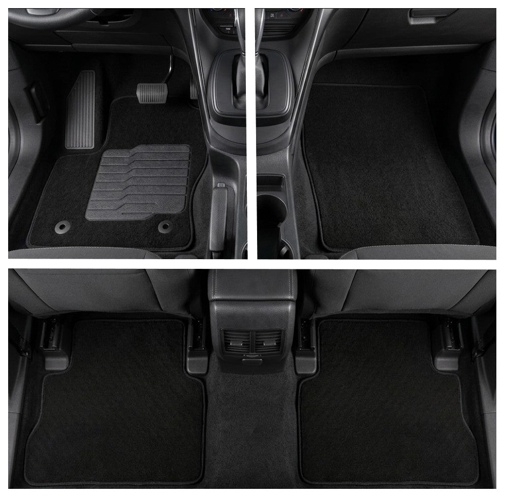 Carpet Floor Mats for 2013 to 2019 Ford Escape, Front and Rear, Black