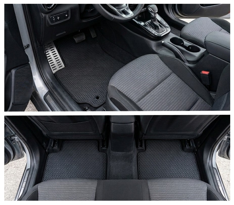 All Weather Honeycomb Floor Mats for 2020 to 2025 Kia Soul, Front and Rear