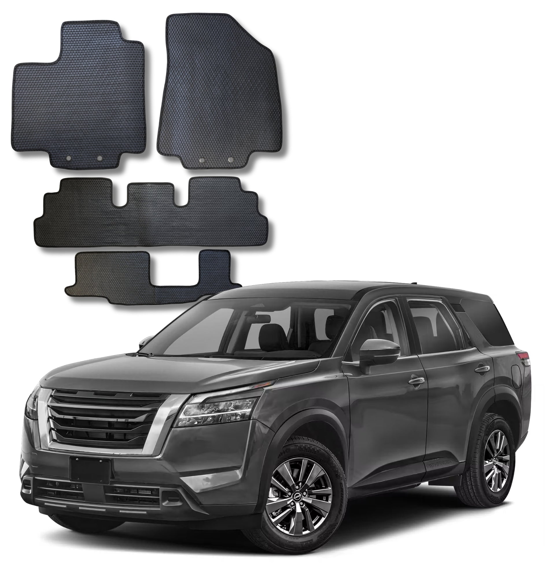 All Weather Honeycomb Floor Mats for 2022 to 2026 Nissan Pathfinder 8 Seat / Infiniti QX60