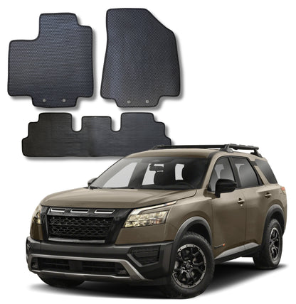 Floor Mats All Weather Honeycomb for 2022 to 2026 Nissan Pathfinder / QX60, Front and Rear
